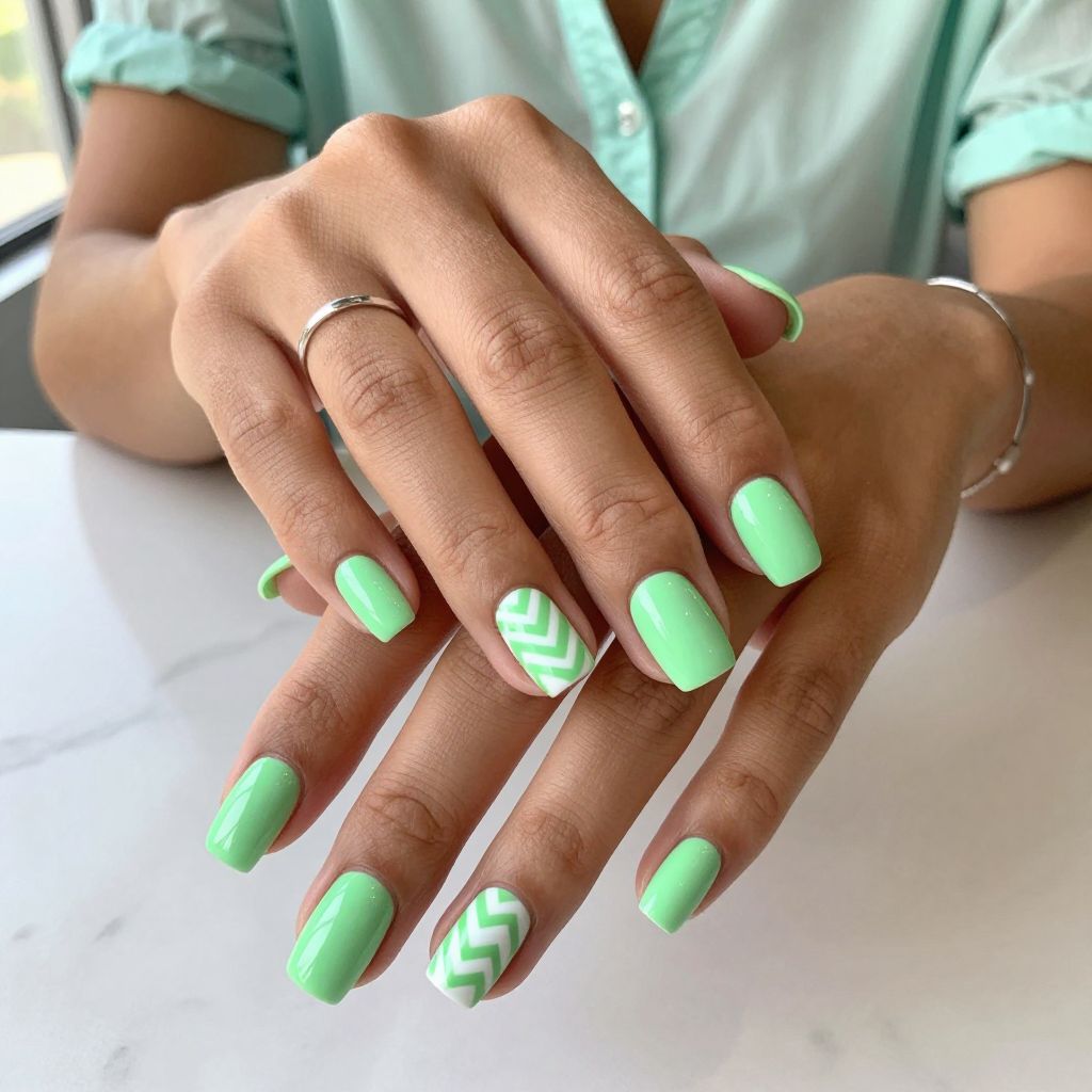Neon Mint Chevron Twist