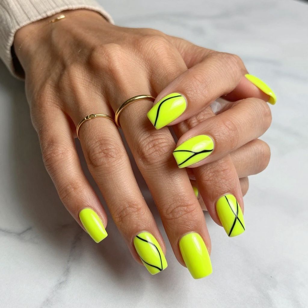 Neon Yellow Crisscross Art