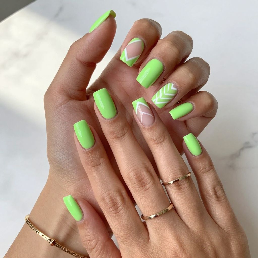 Neon Green Matte Chevron