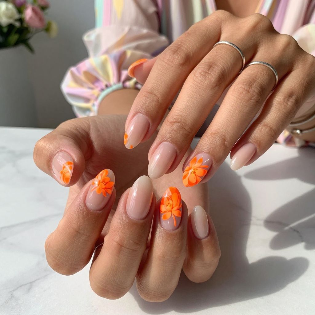 Neon Orange Peony Petals