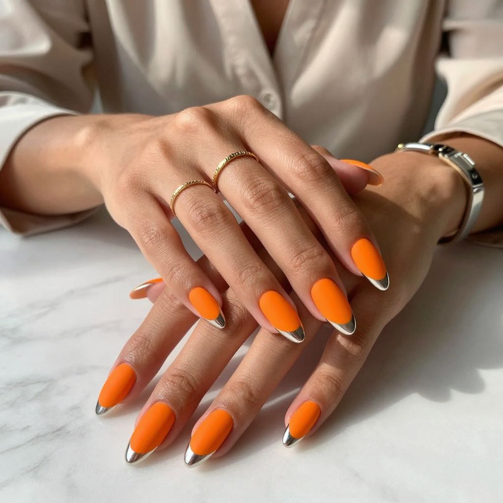 Matte Orange with Chrome Tips