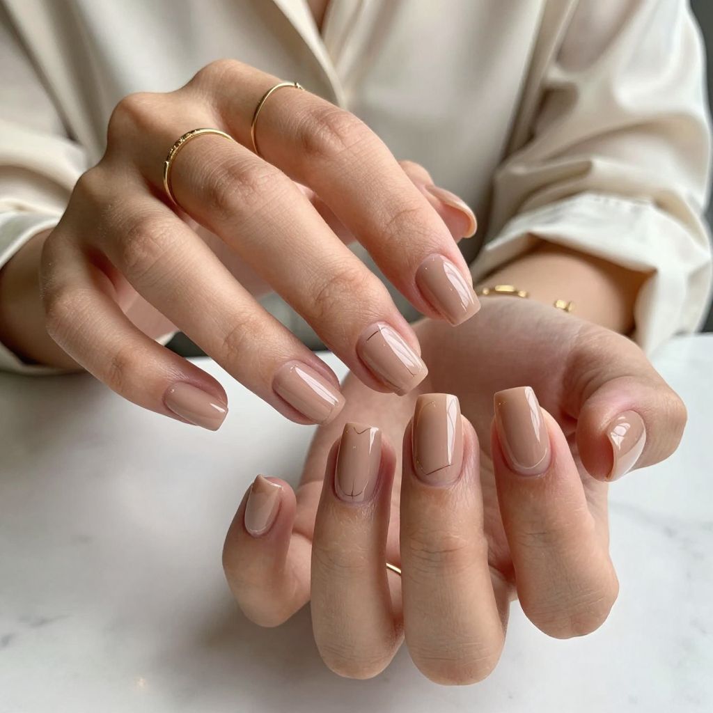Nude Tan with Clear Negative Space Design
