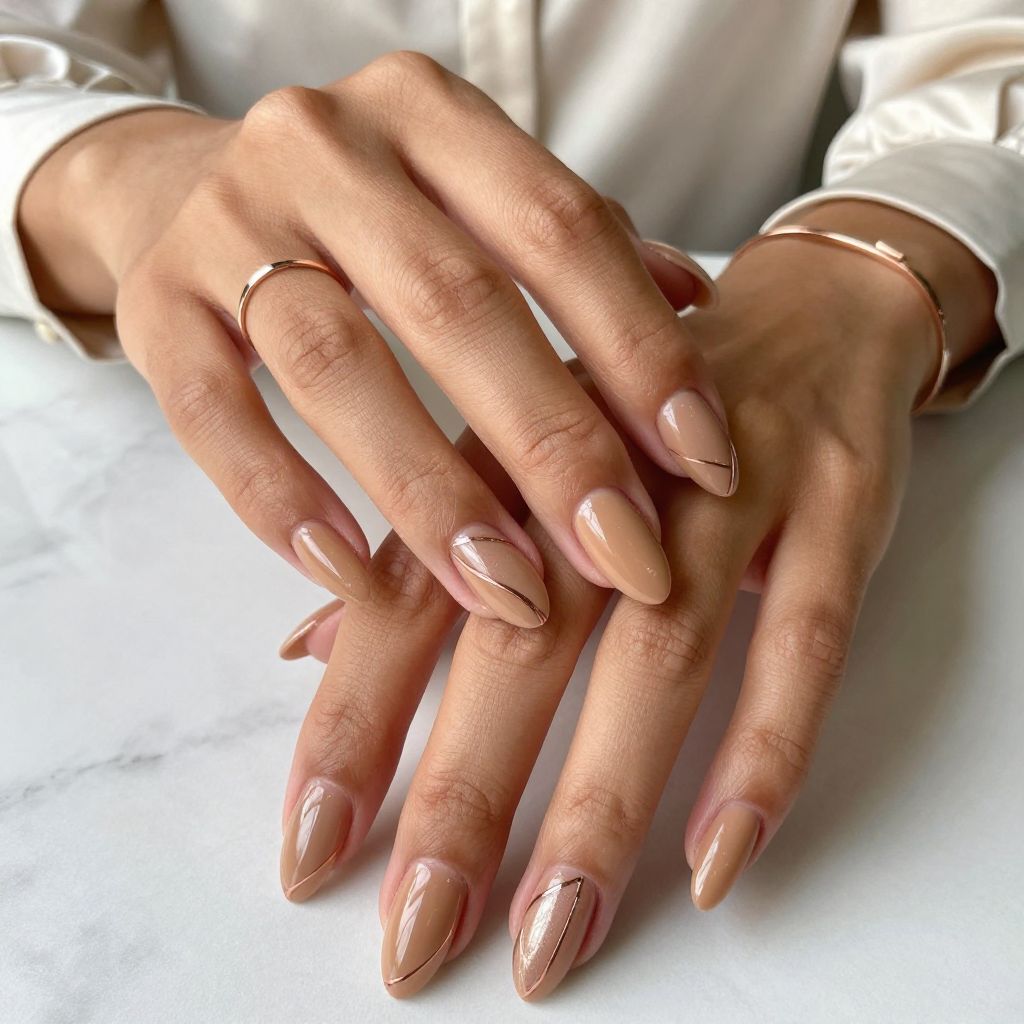 Warm Tan with Rose Gold Geo Lines