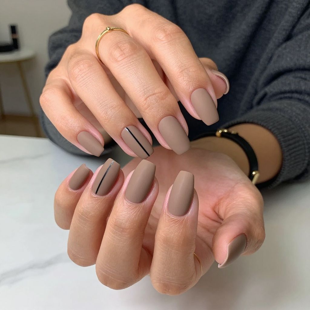 Rustic Tan Matte with Black Pinstripe