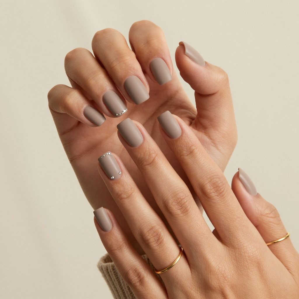 Matte Taupe with Gem Accents
