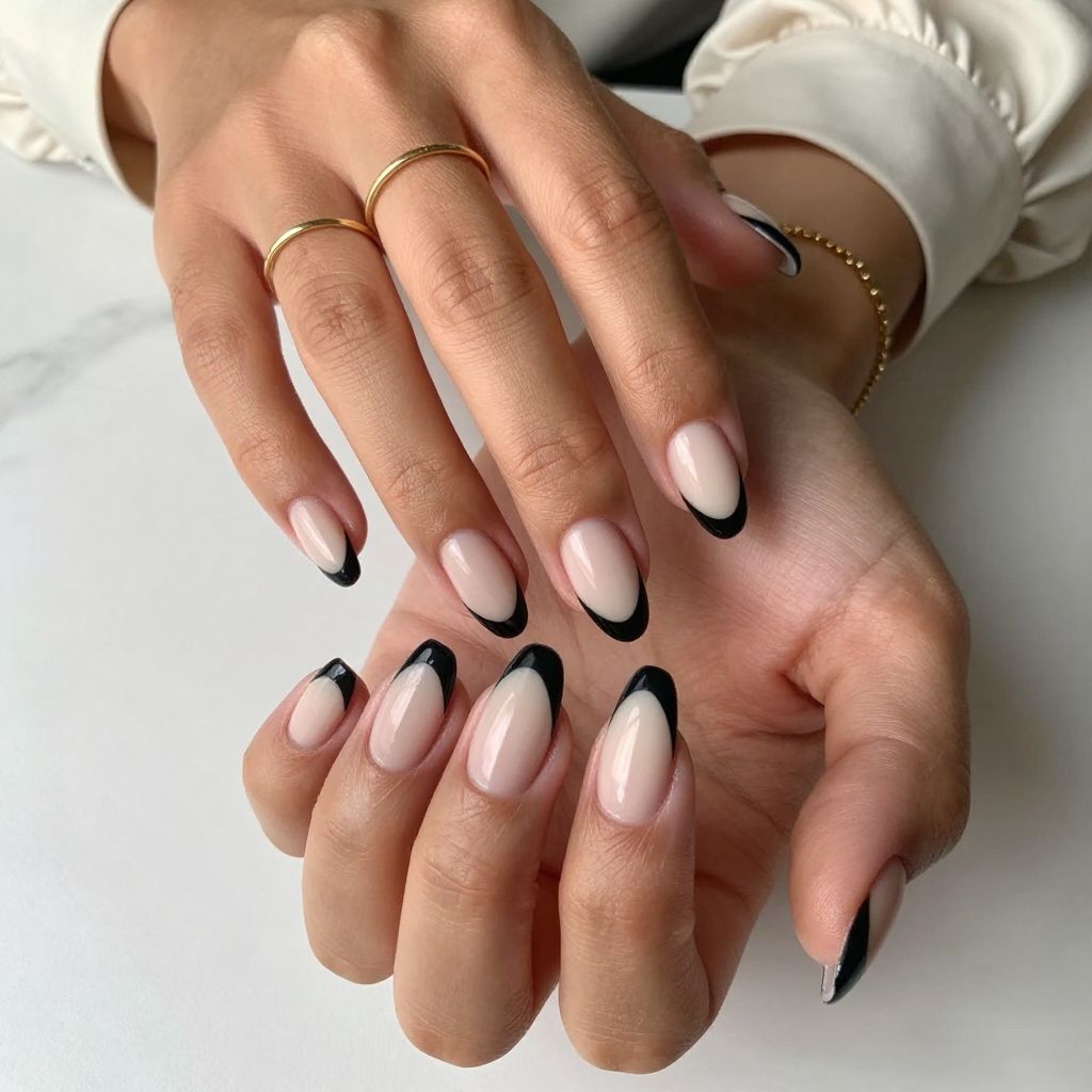 Black and Nude Minimalist V Tips