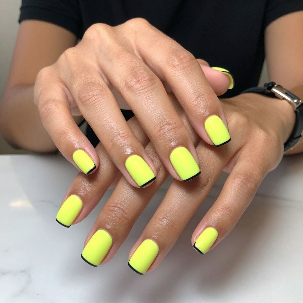 Matte Neon Yellow Chrome with Black Borders