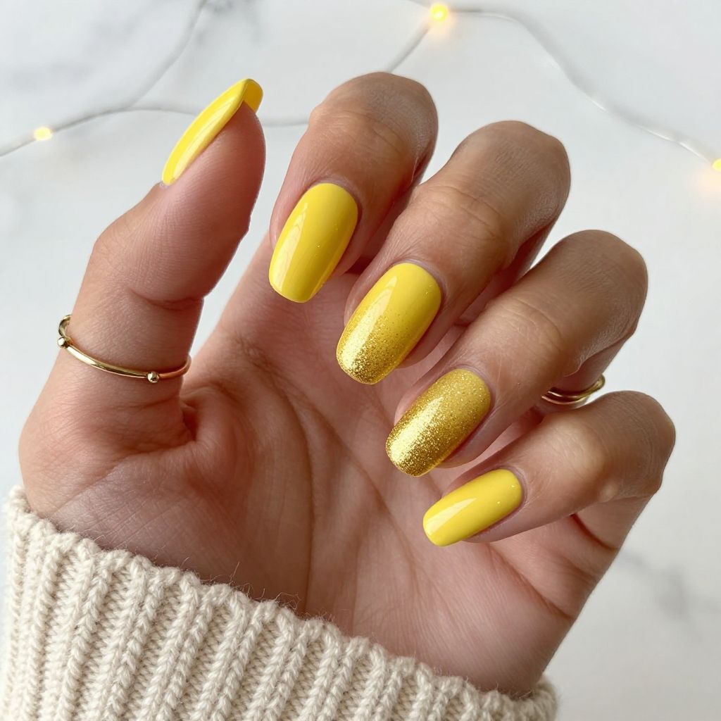 Yellow Chrome Gradient with Glitter Flare