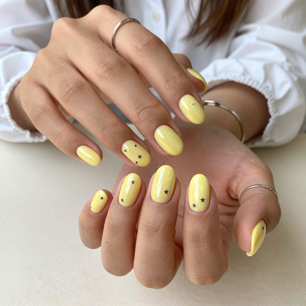 High Shine Yellow Chrome with Tiny Star Embellishments