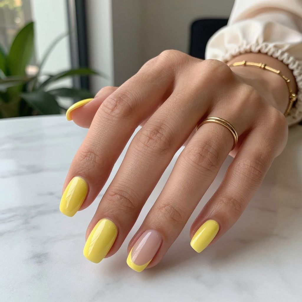Yellow Chrome Half-Moon Retro Chic