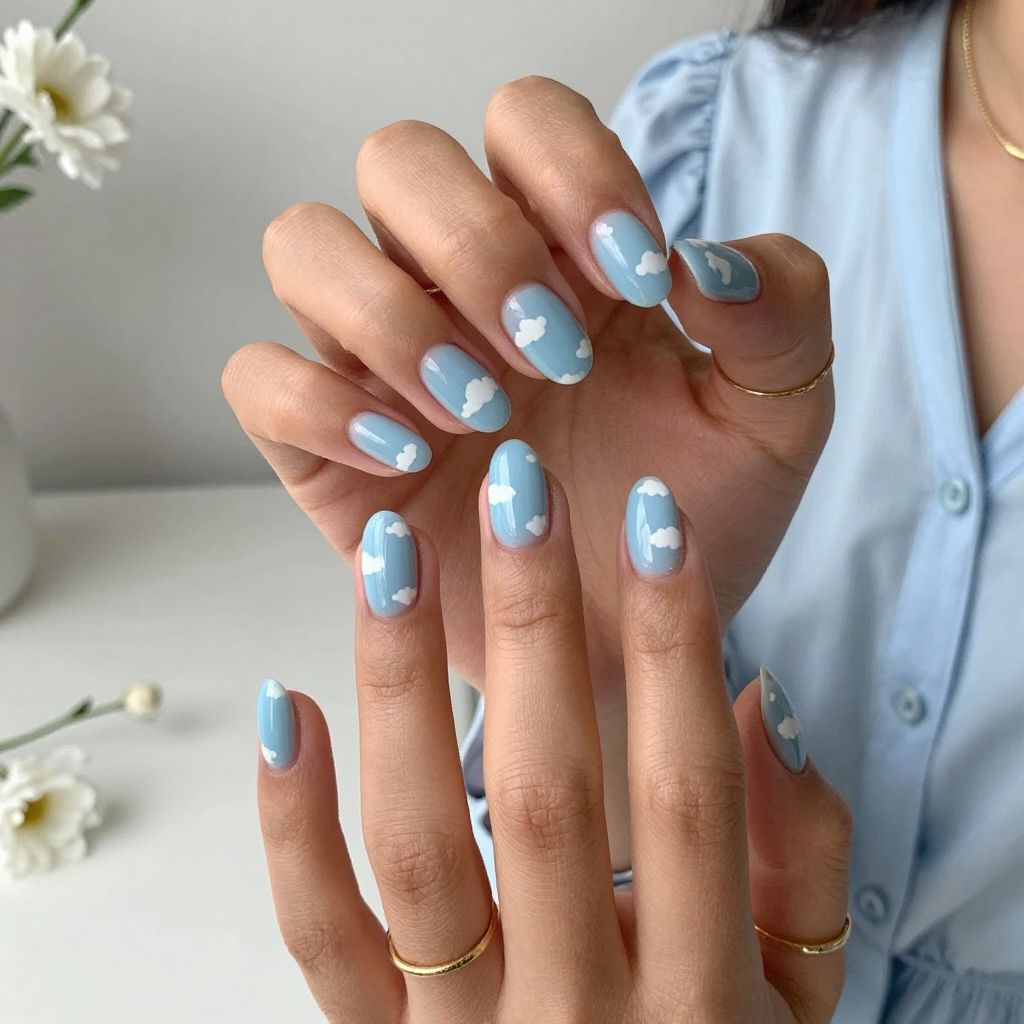 Baby Blue with White Clouds