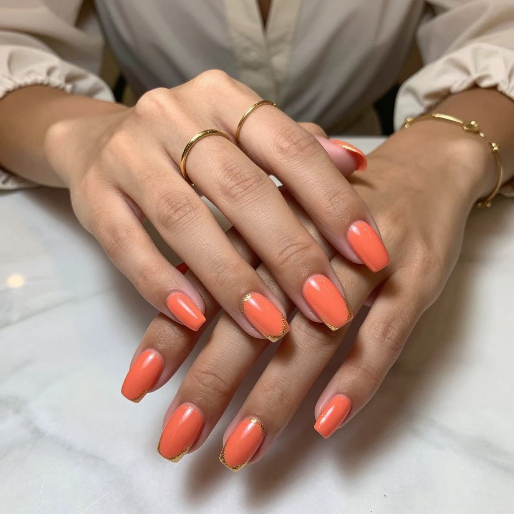 Coral Glow with Subtle Gold Foil Edging