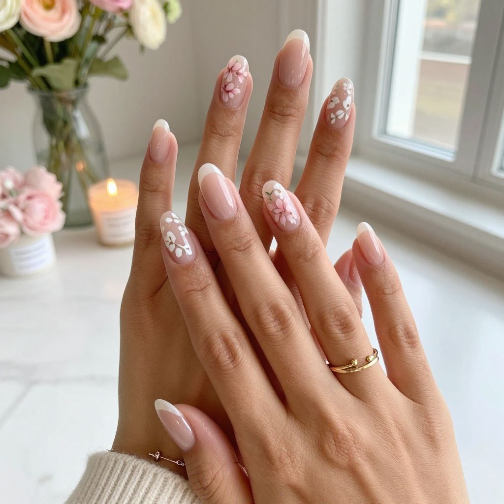Clear Tips with Delicate Florals