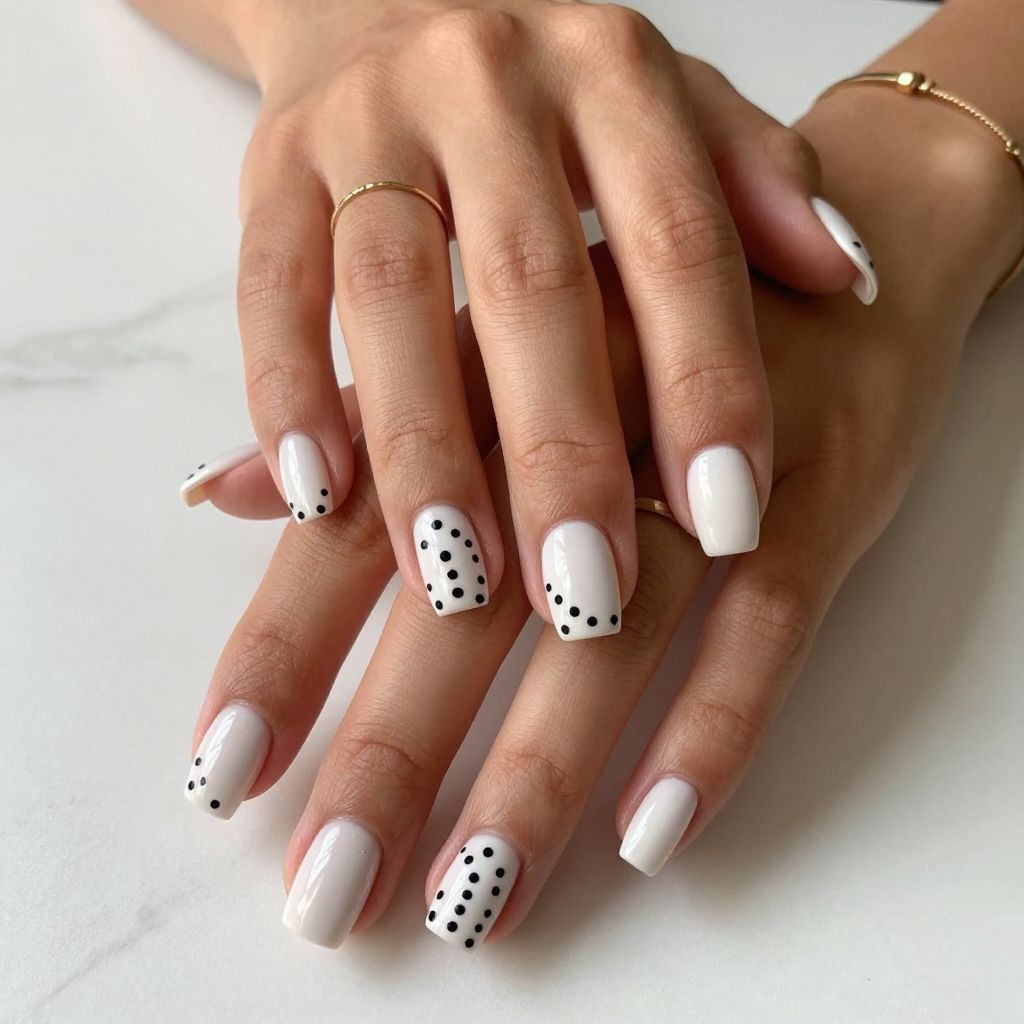 Milk White Dotted Chevron