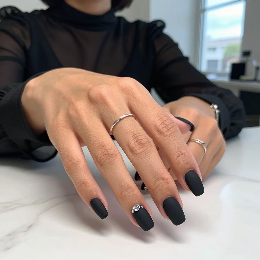 Matte Black with Gem Accents