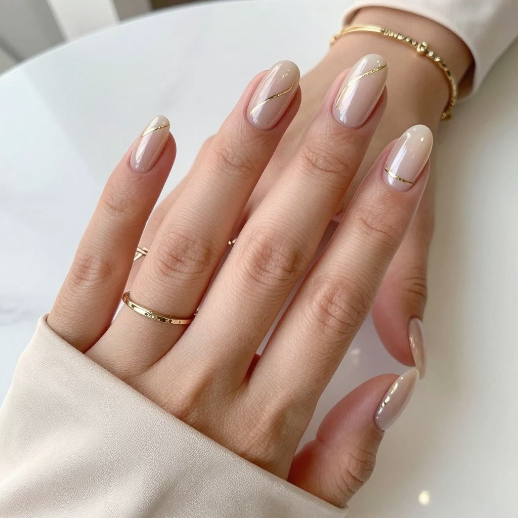 Minimalist Nude with Gold Lines