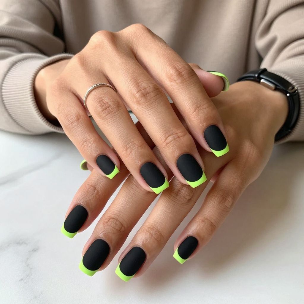 Classic Matte Black With Neon Green Tips