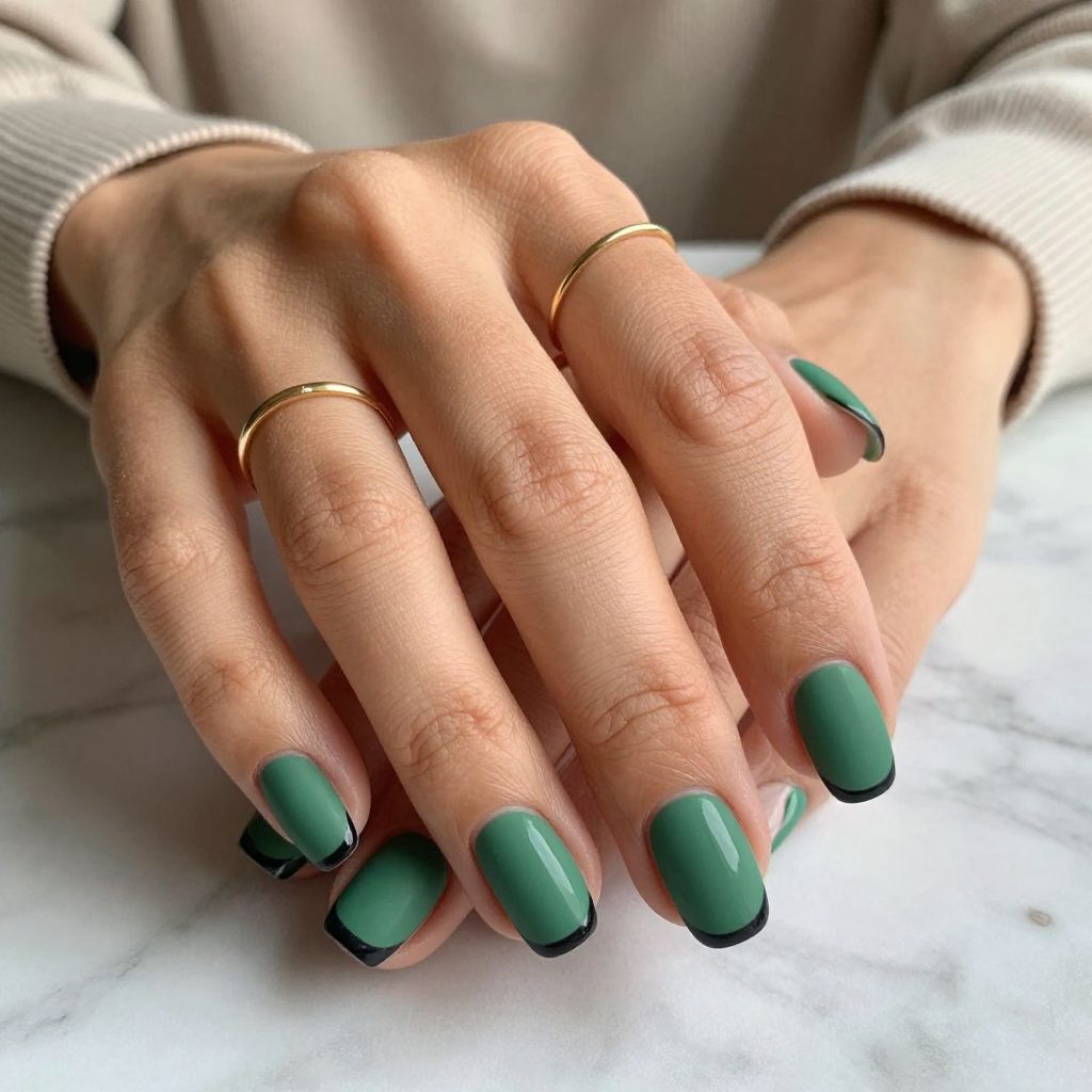 Satin Finish Green with Black Half-Moon Detail