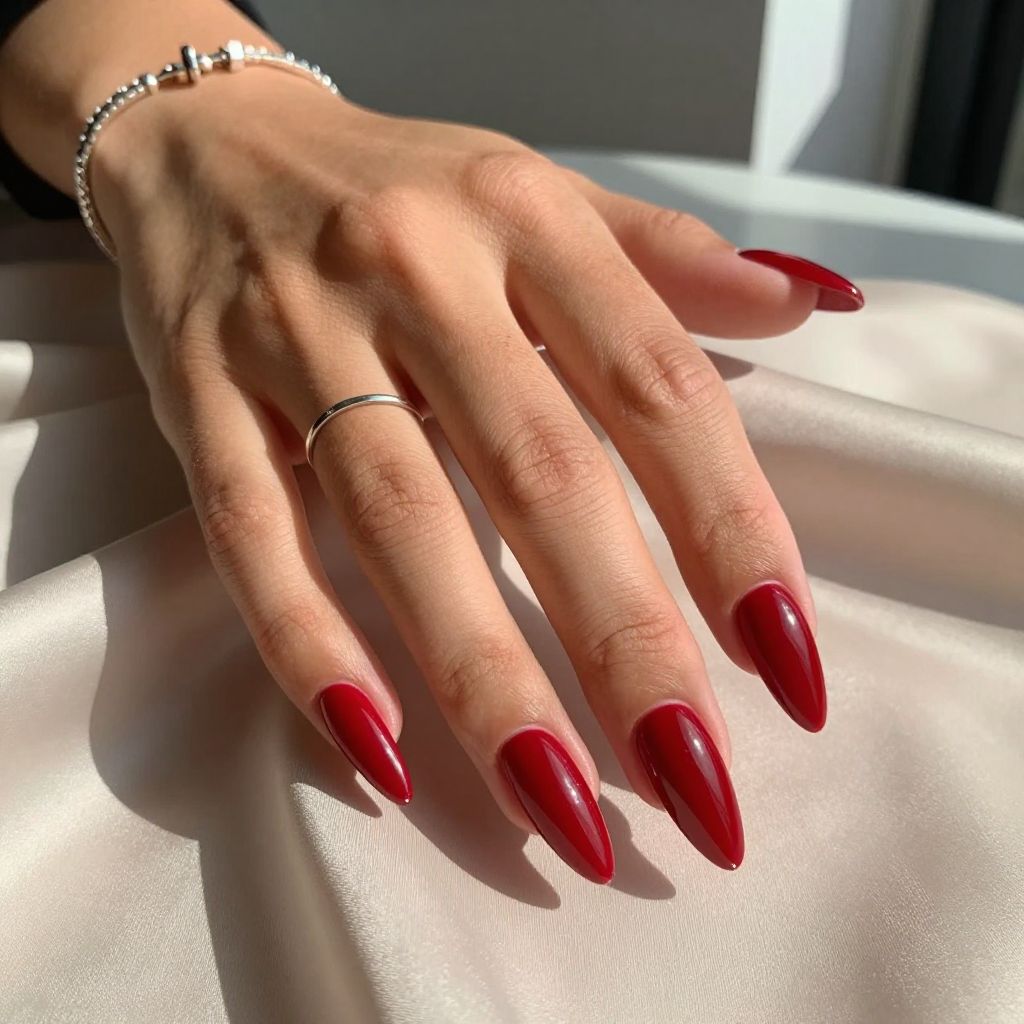 Deep Glossy Blood Red with Silver Line