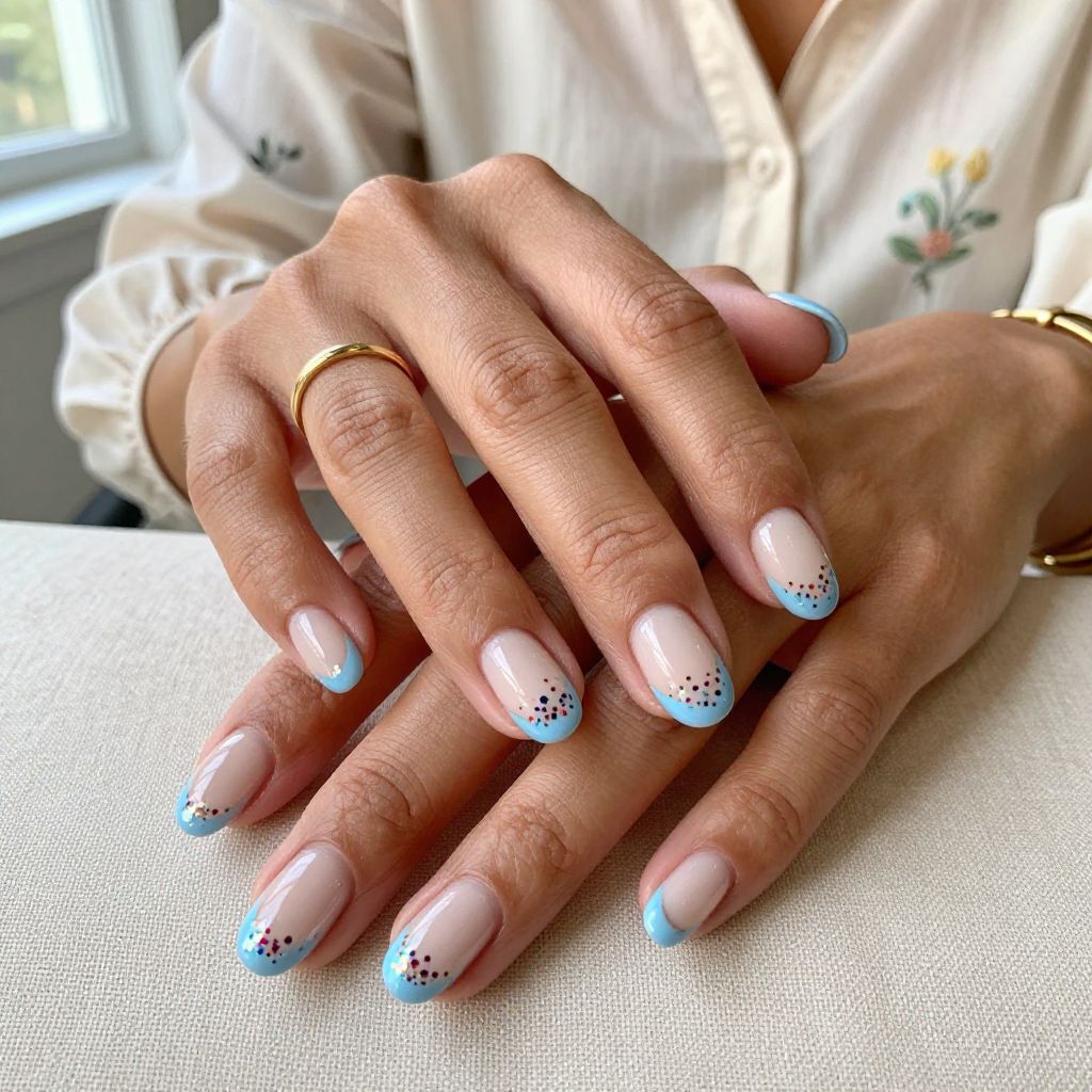 Pastel Blue Confetti Tips
