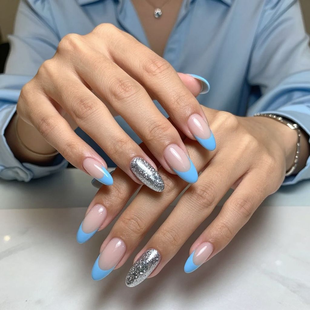 Baby Blue and Silver Glitter Duo