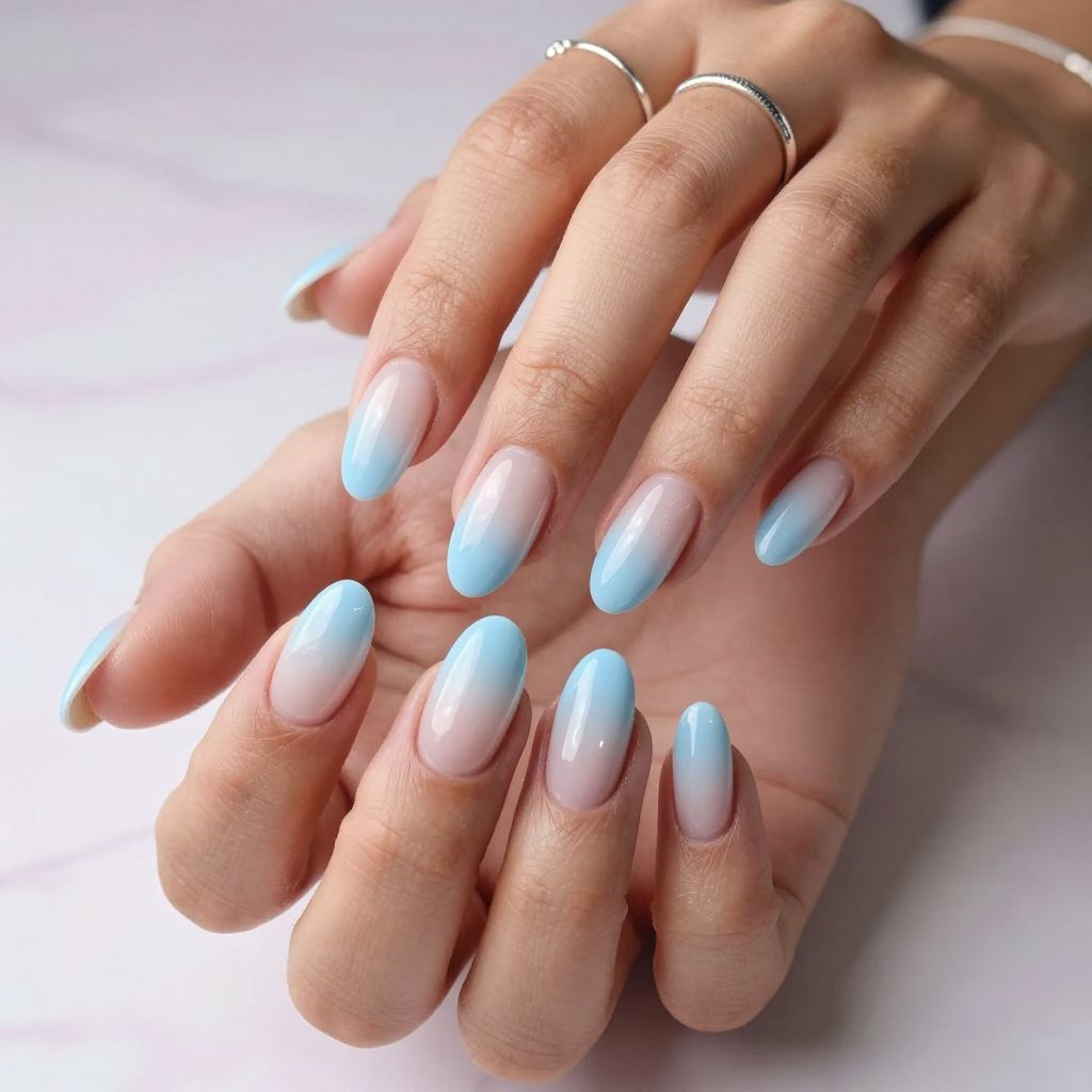 Icy Blue Ombre Tips