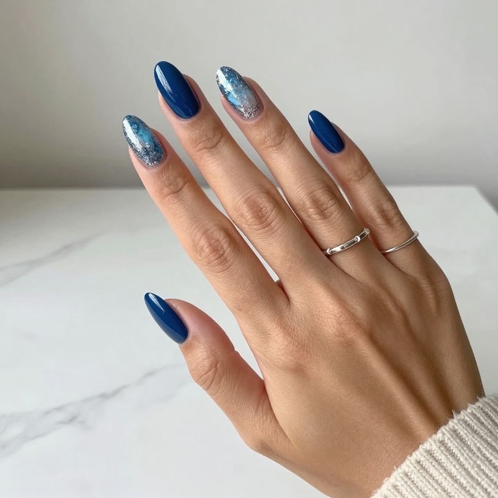 Blueberry Glacier Glitter Tips