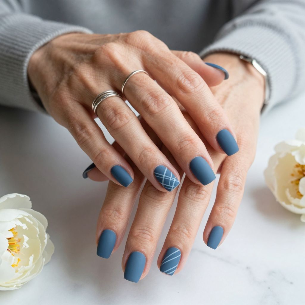 Blueberry Matte With White Stripes