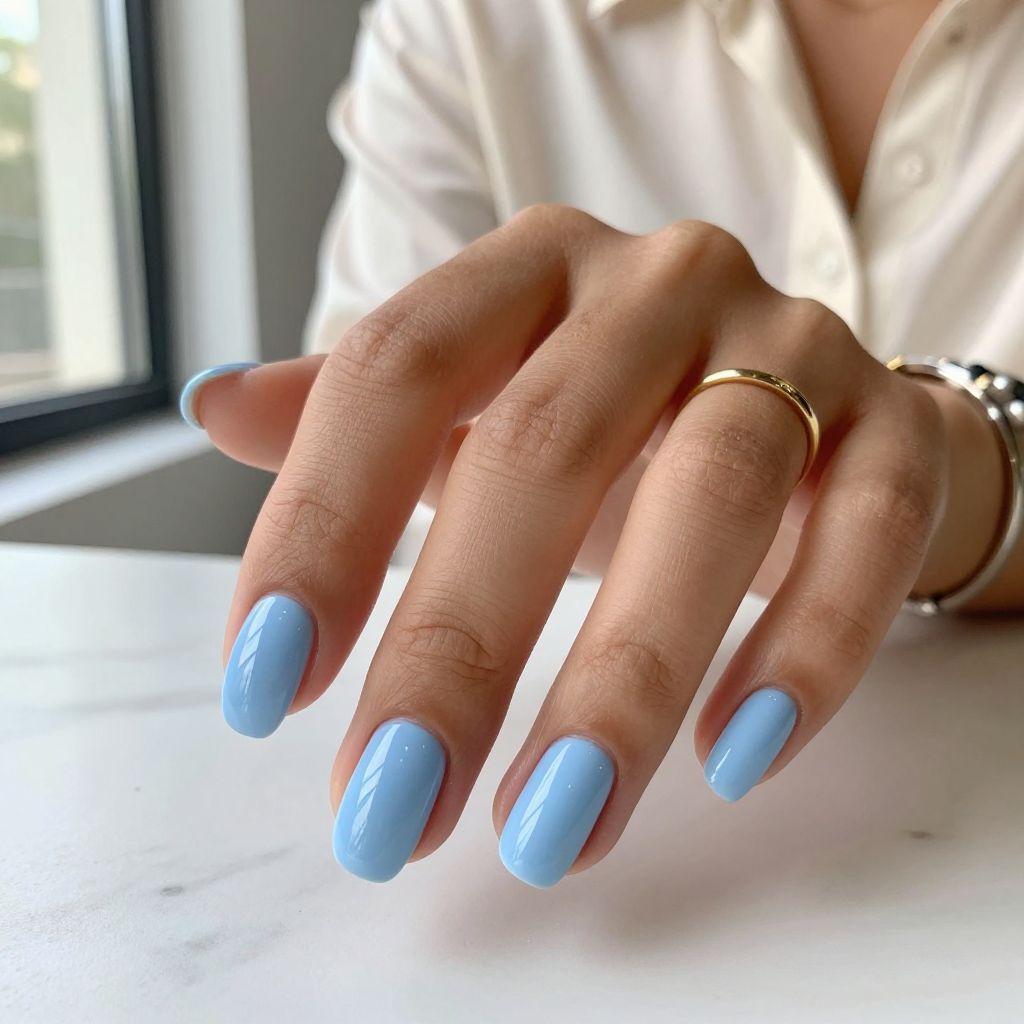 Soft Sky Blue Glossy Ovals
