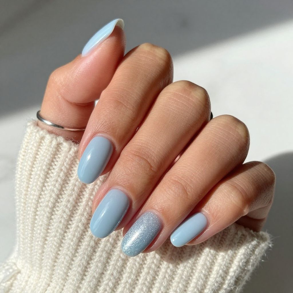 Icy Pale Blue with Soft Glitter Fade