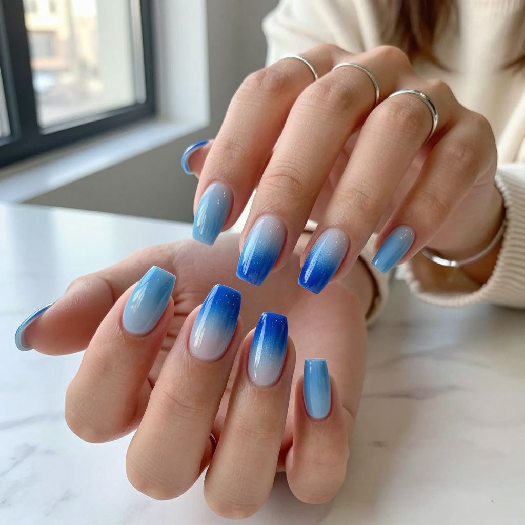 Bluey Ombre with Chrome Powder Finish