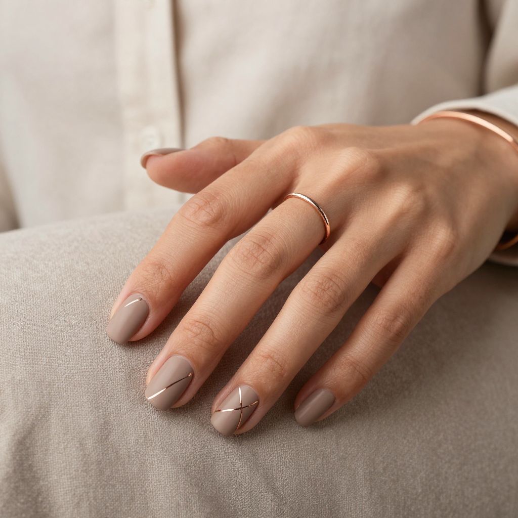 Warm Taupe Base with Copper Geometric Lines