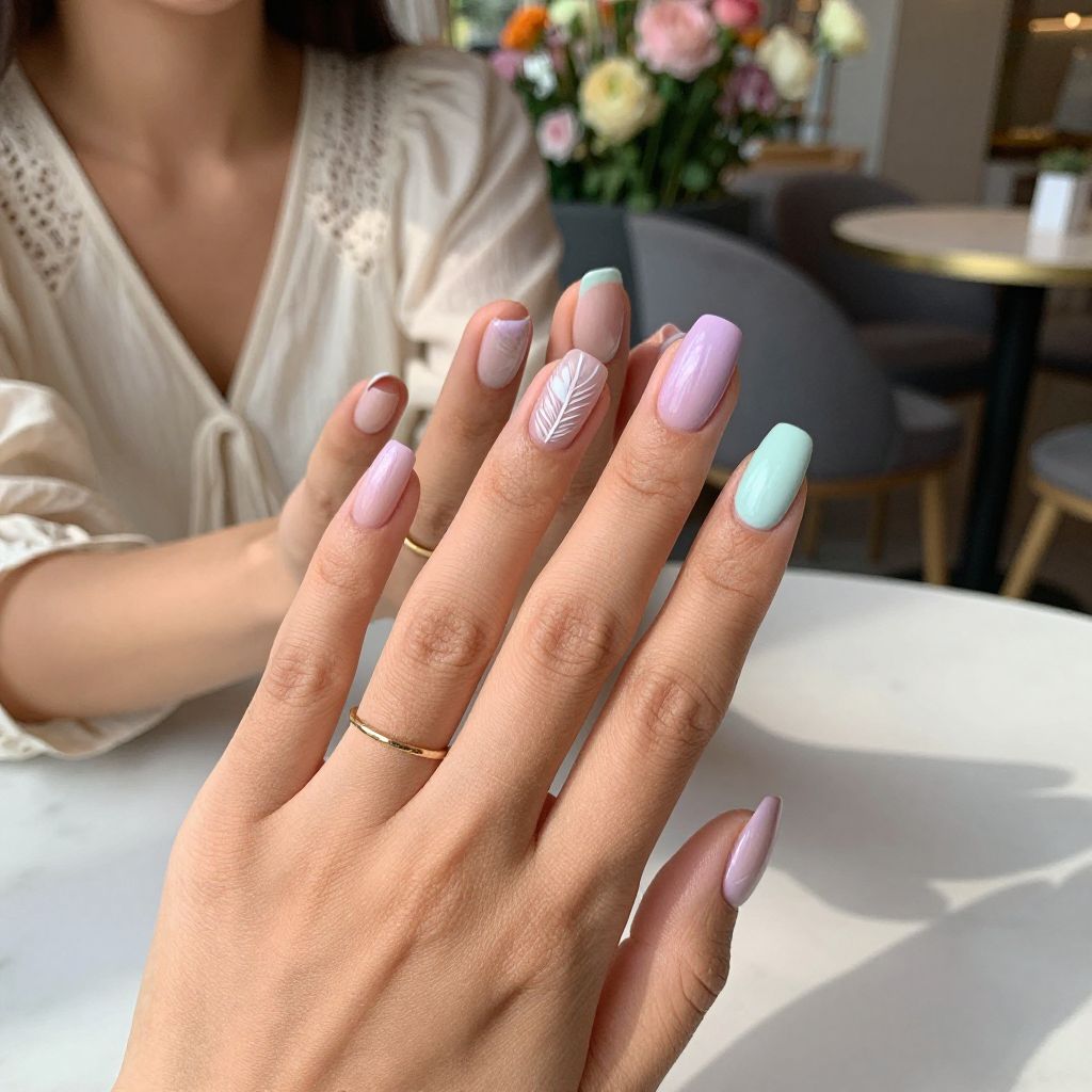 Soft Pastel Background with Feather Designs