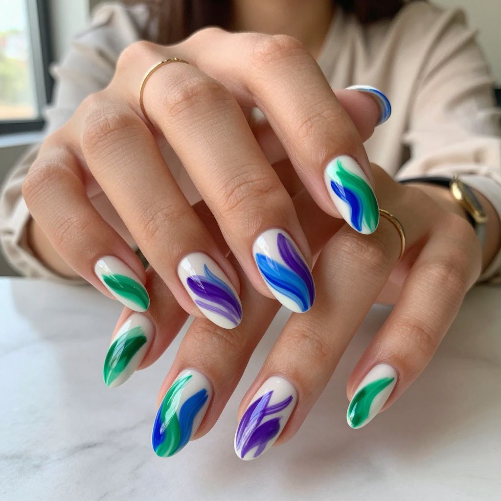 Abstract Brush Strokes in Jewel Tones