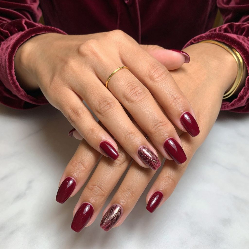 Deep Burgundy Base with Feather Foil Tips