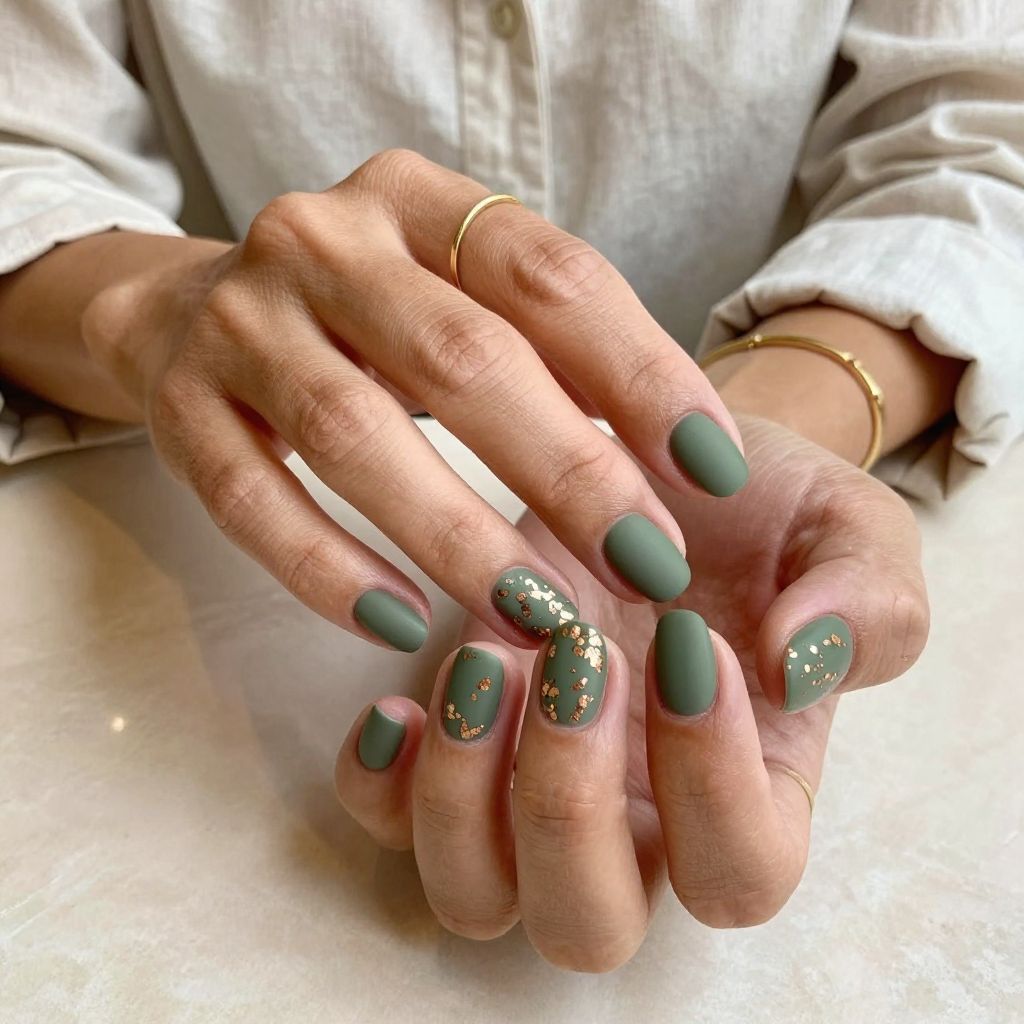 Matte Olive with Copper Leaf Sprinkles