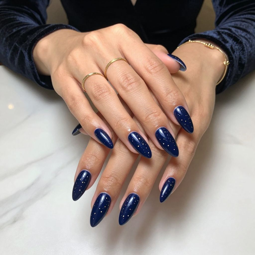 Nautical Navy with Gold Dots