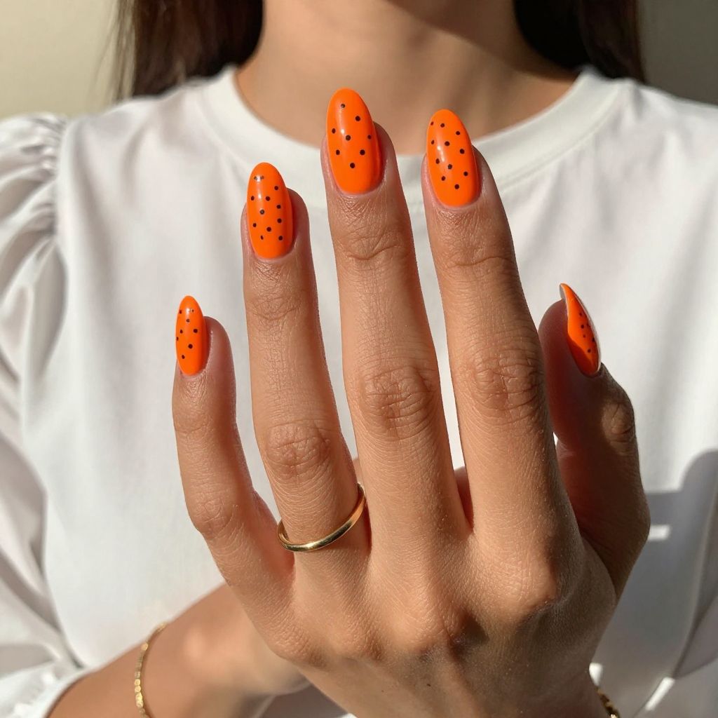 Tangerine Pop with Black Dot Details