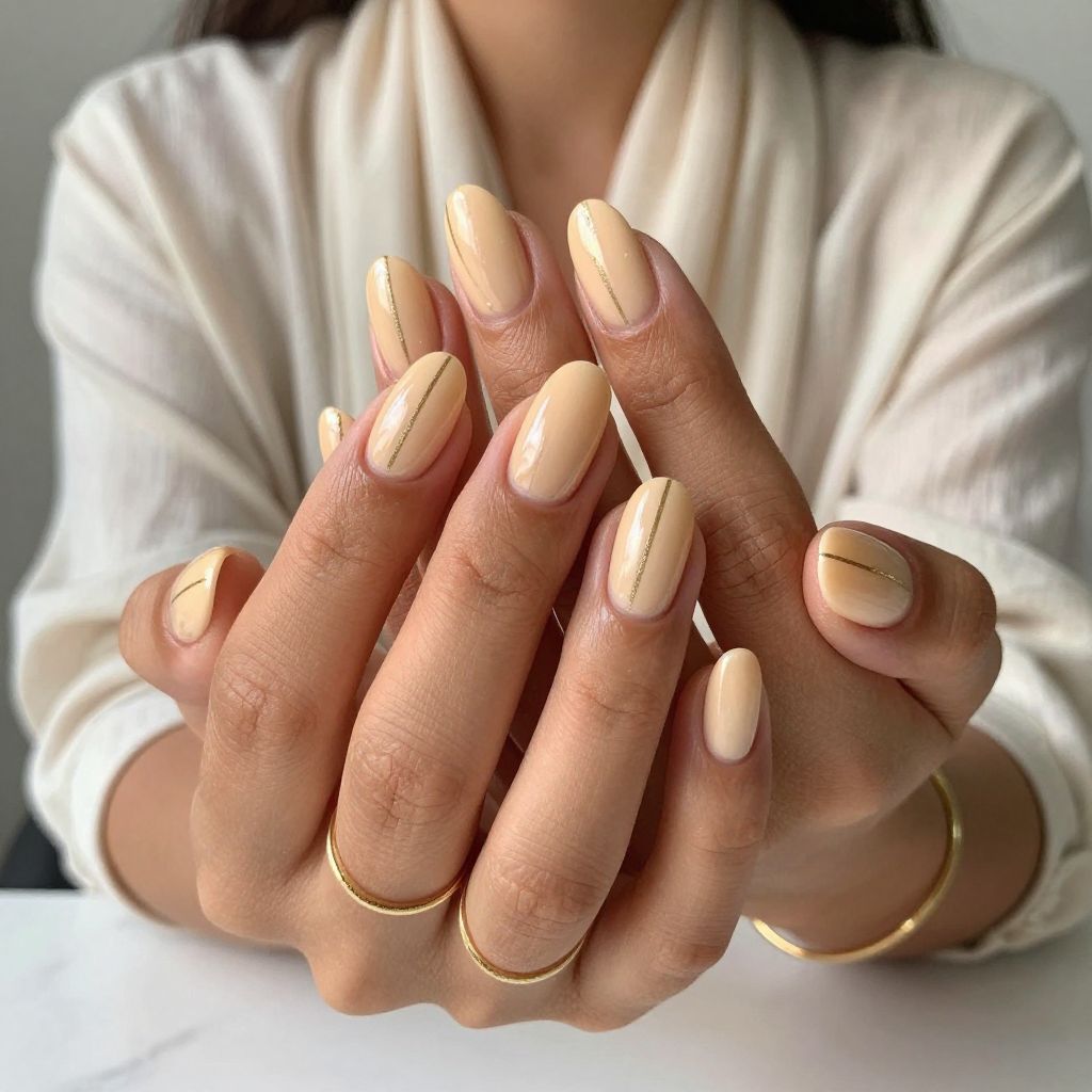 Peach Pastel with Gold Stripes