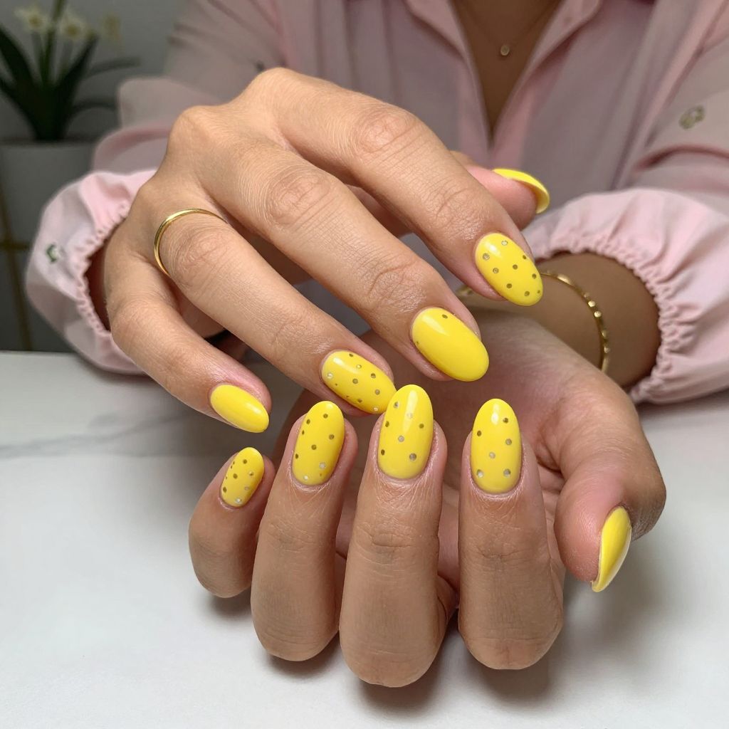 Bright Yellow with Clear Gloss Dots