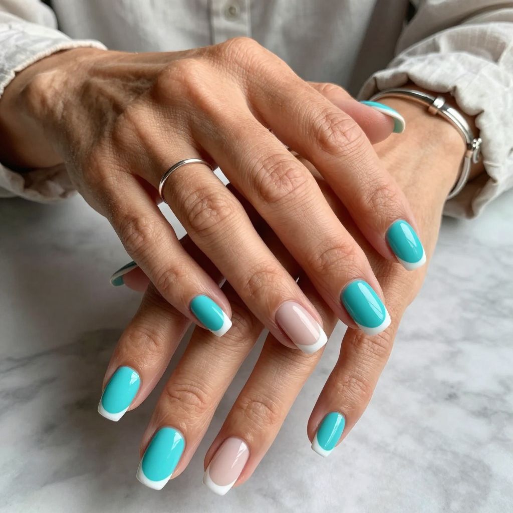 Turquoise Touches with White Tips