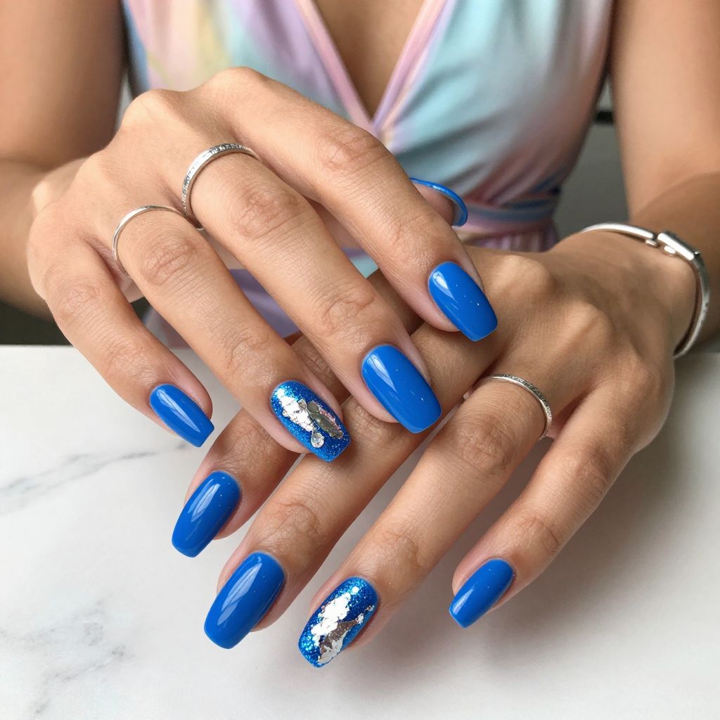 Electric Blue with Silver Foil