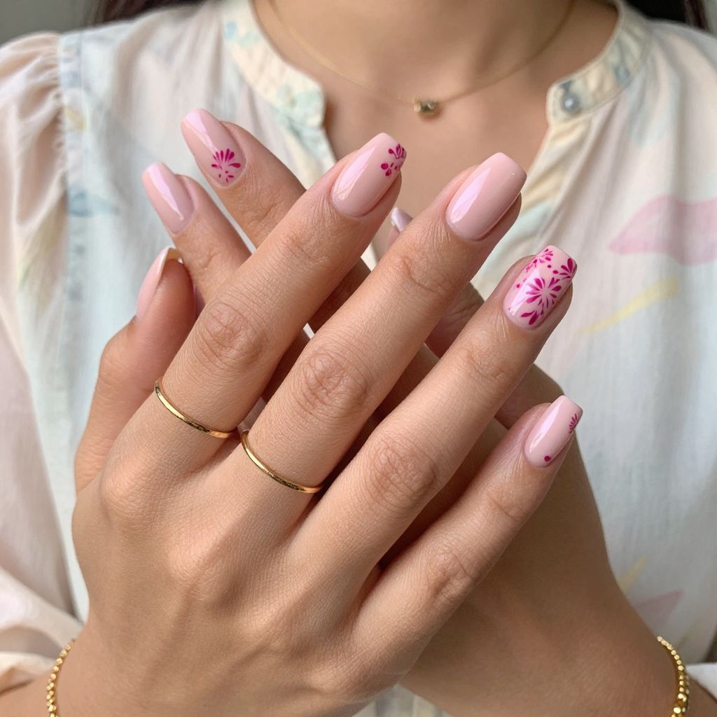Fuchsia Florals on Soft Pink