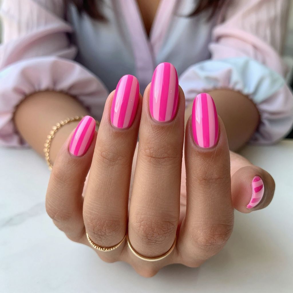 Bright Pink and Hot Pink Striped Chic