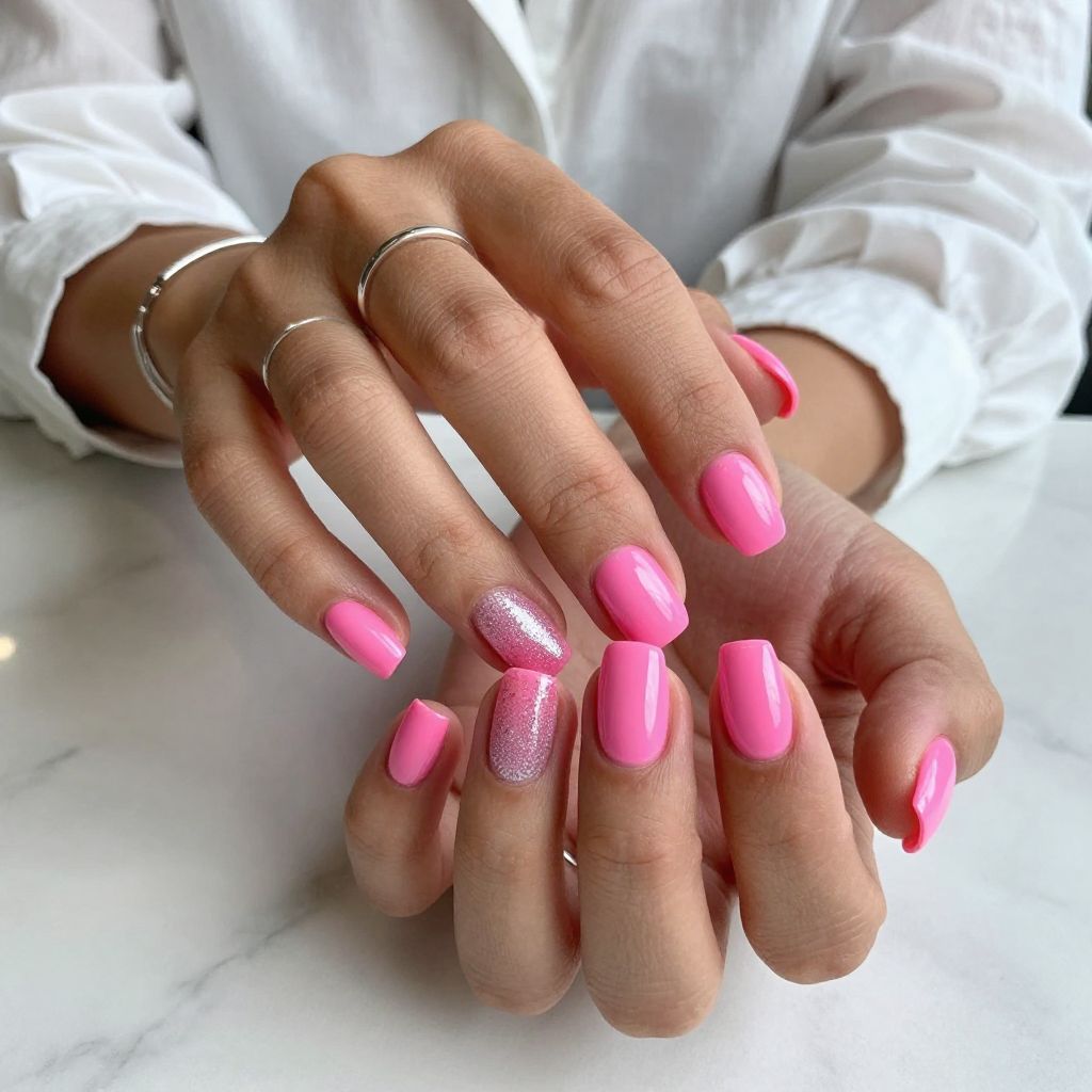 Glitter Gradient Over Bright Pink
