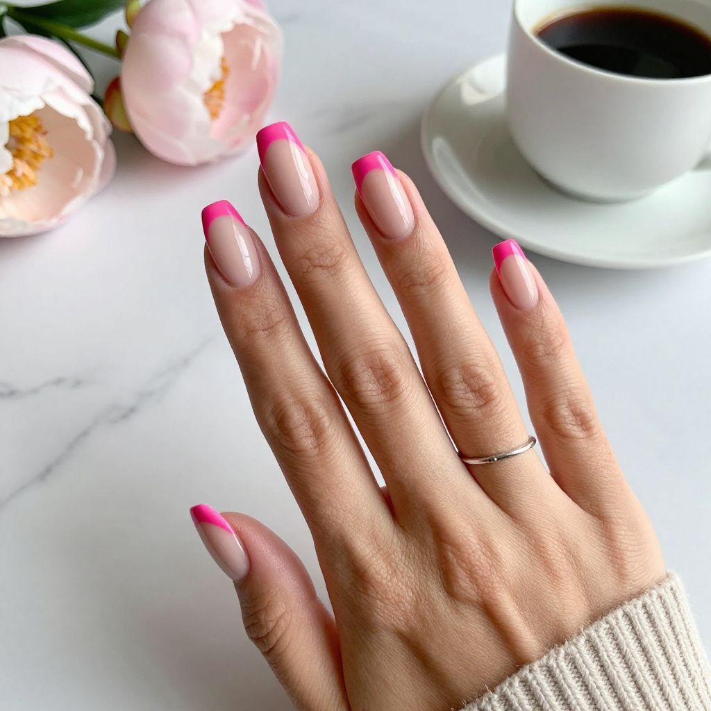 Hot Pink French Tips with Twist