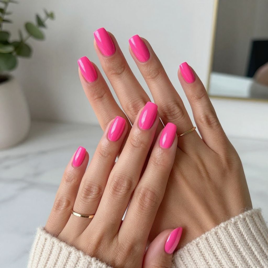 Neon Pink Squoval Minimalism