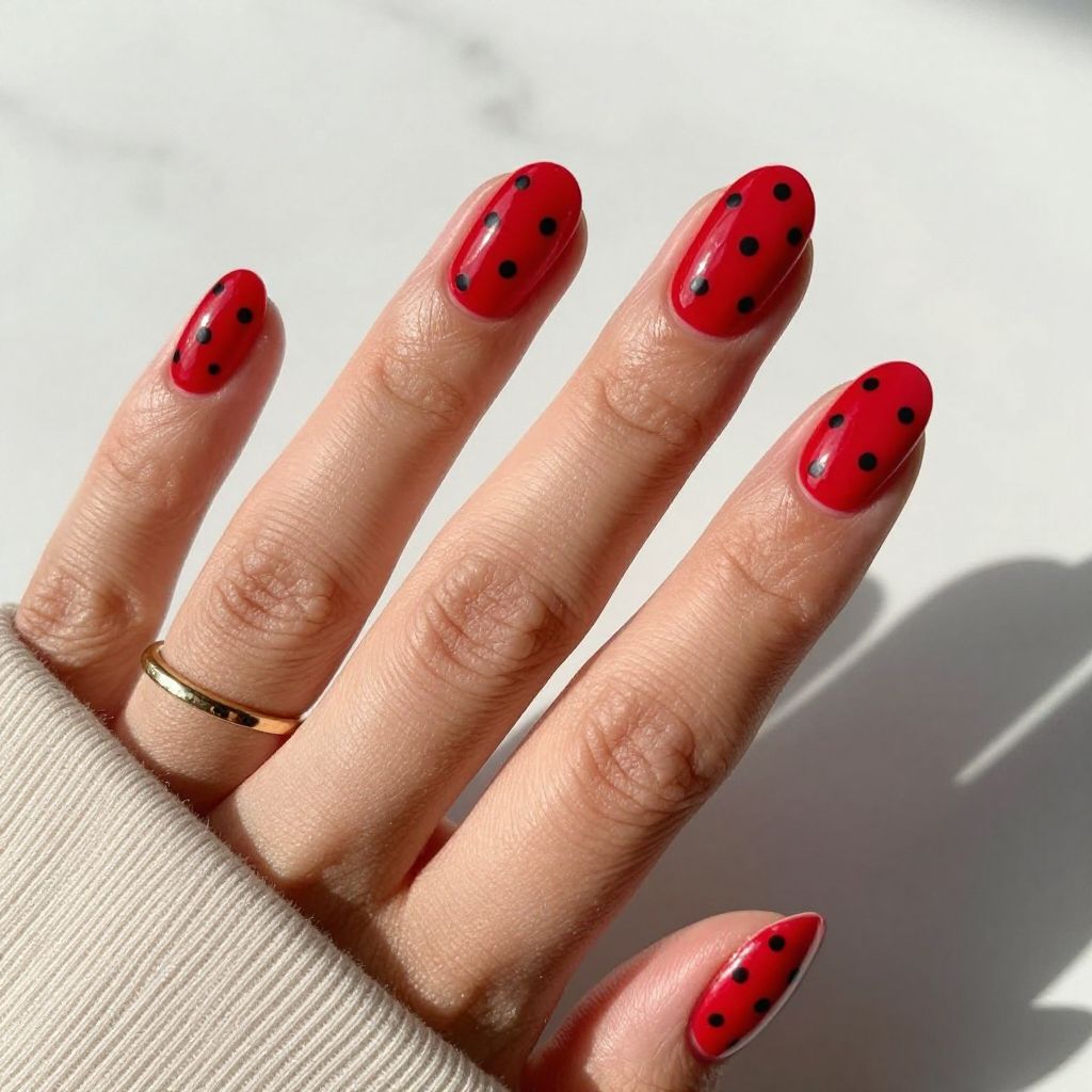 Fire Engine Red with Matte Polka Dots