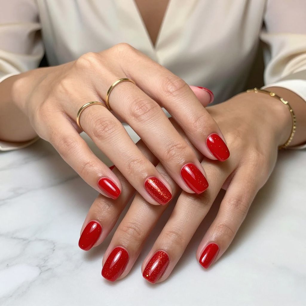 Glossy Fire Red with Iridescent Glitter