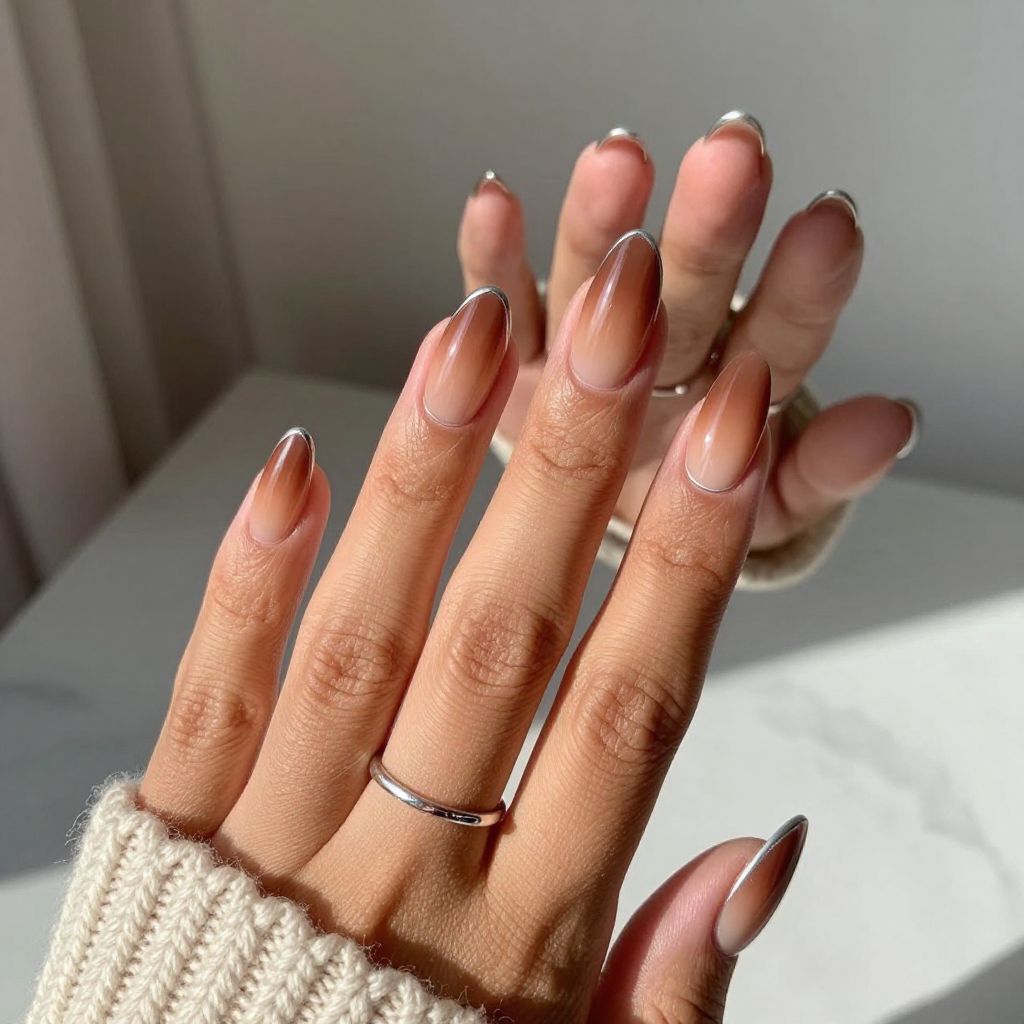 Sepia Ombre with Silver Tips